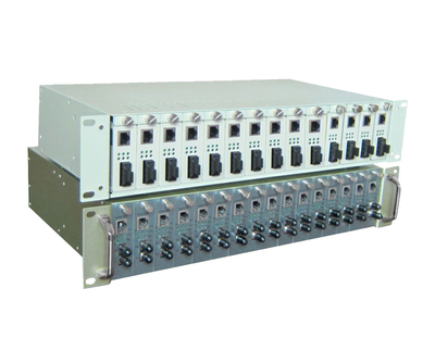 14/16-Slot Card/Desktop Fiber Transceiver Media Converter Rack