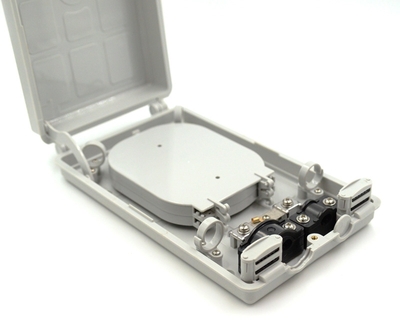 12 Fiber, Wall Mount Termination Box, 2 Ports, 2 Trays