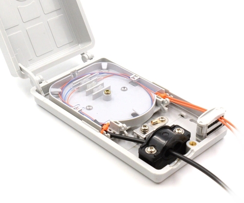 12 Fiber, Wall Mount Termination Box, 2 Ports, 1 Tray